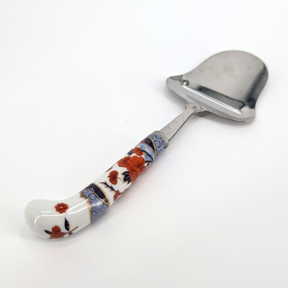 Vintage Japanese Cheese Slicer Imari Style Floral Porcelain Handle Stainless 8"